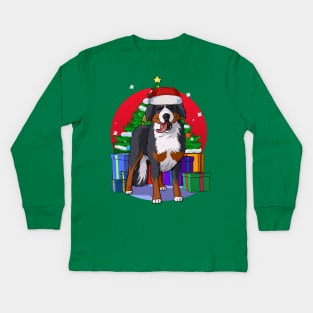 Bernese Mountain Dog Christmas Tree Kids Long Sleeve T-Shirt